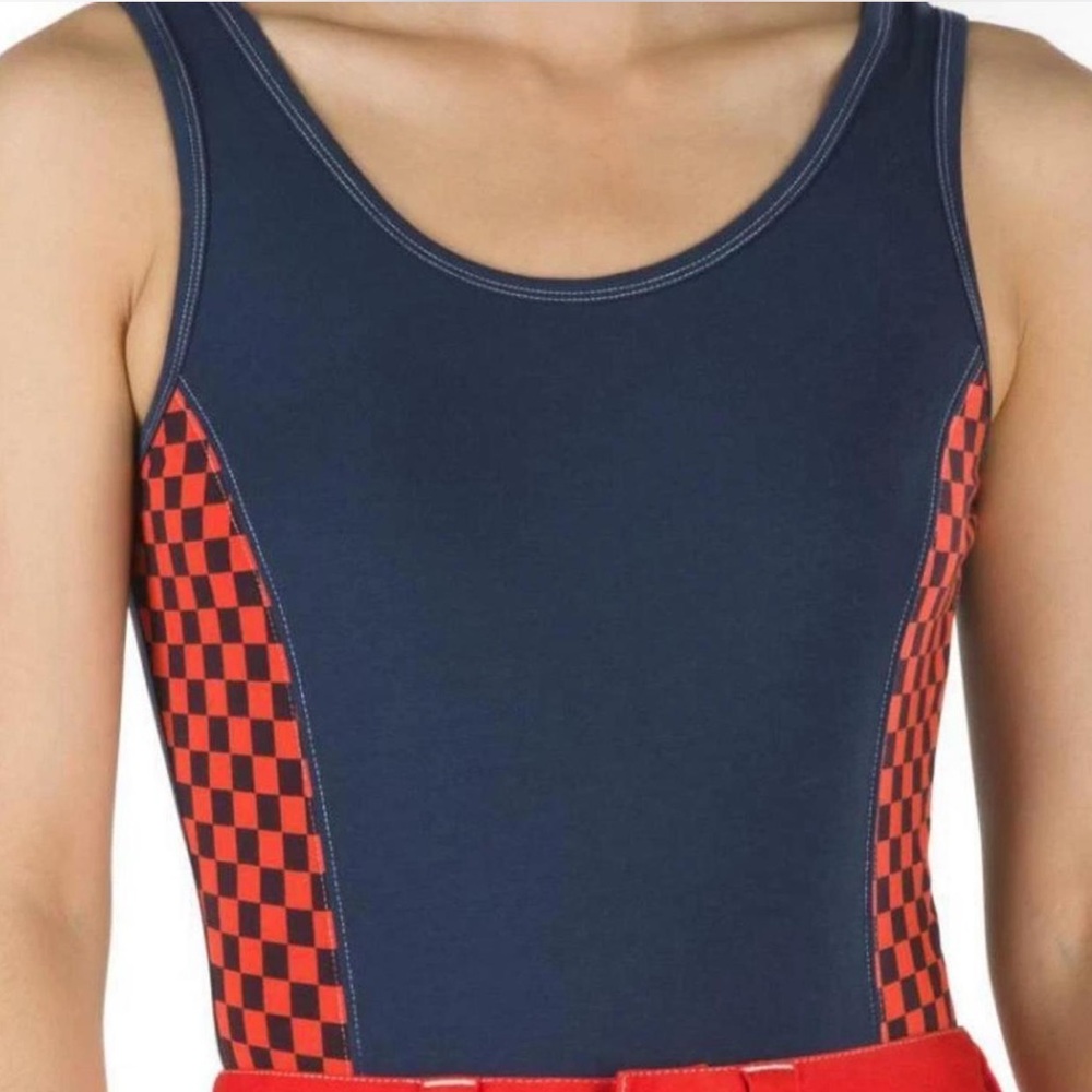 Vans navy blue / orange reddish checkers bodysuit